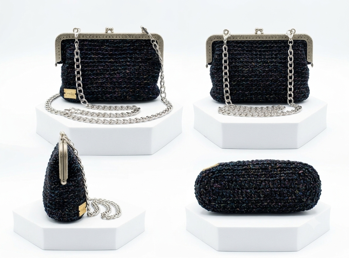 Sac Pochette en Crochet "Éclat Nocturne"